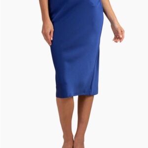 Trina Turk Royal Blue Pencil Midi Skirt